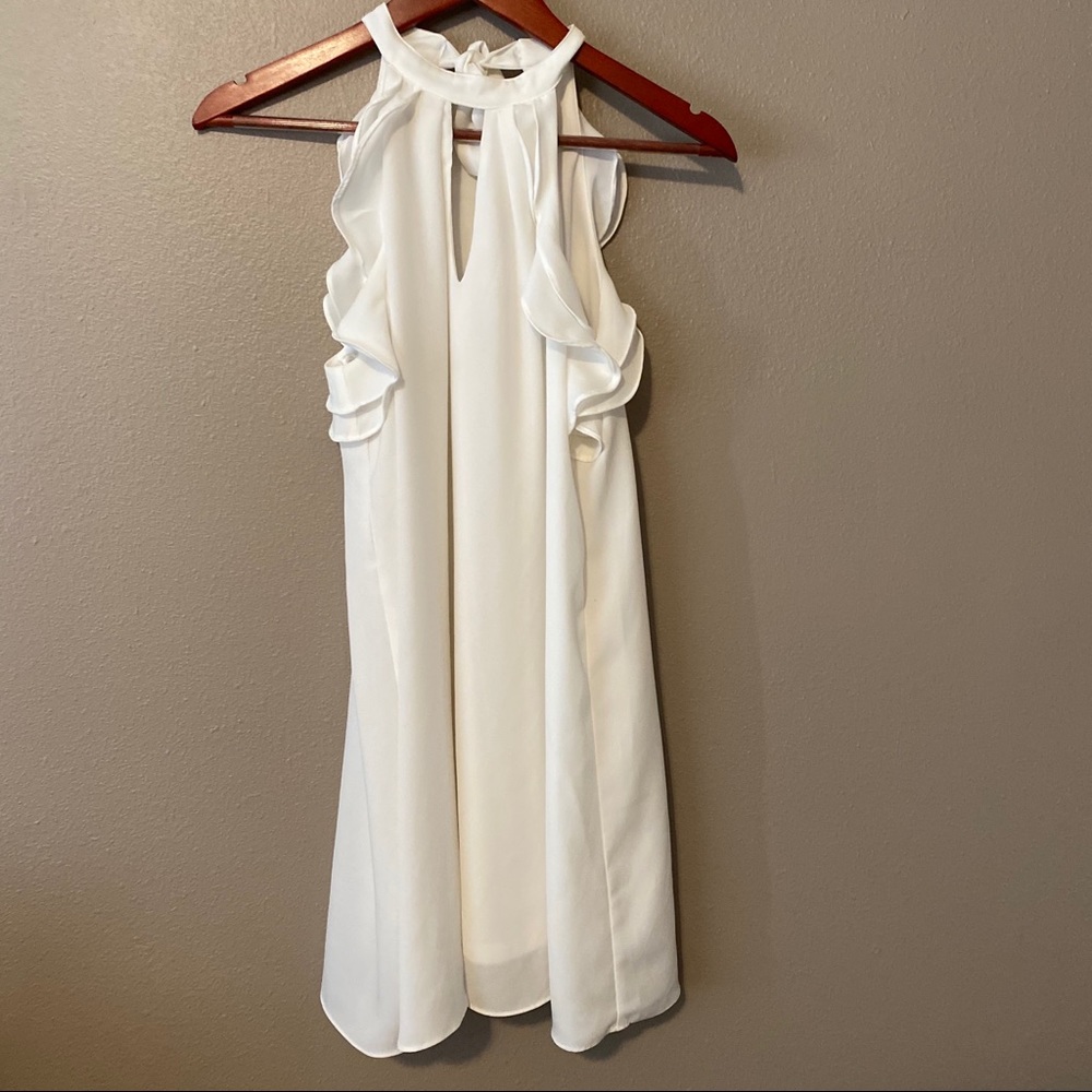 White ruffle sleeve dress